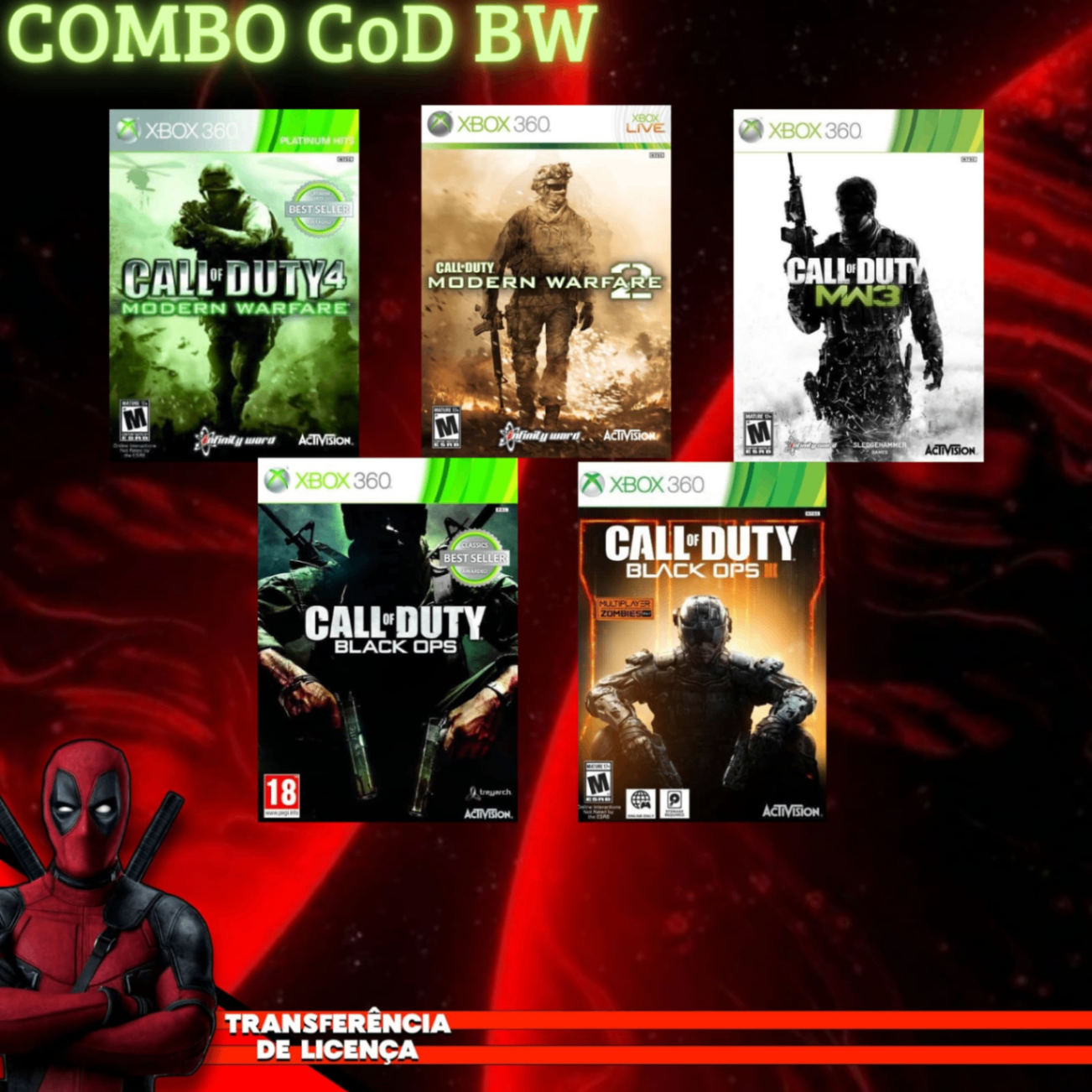 Combo CoD BW - Xbox 360 Licença