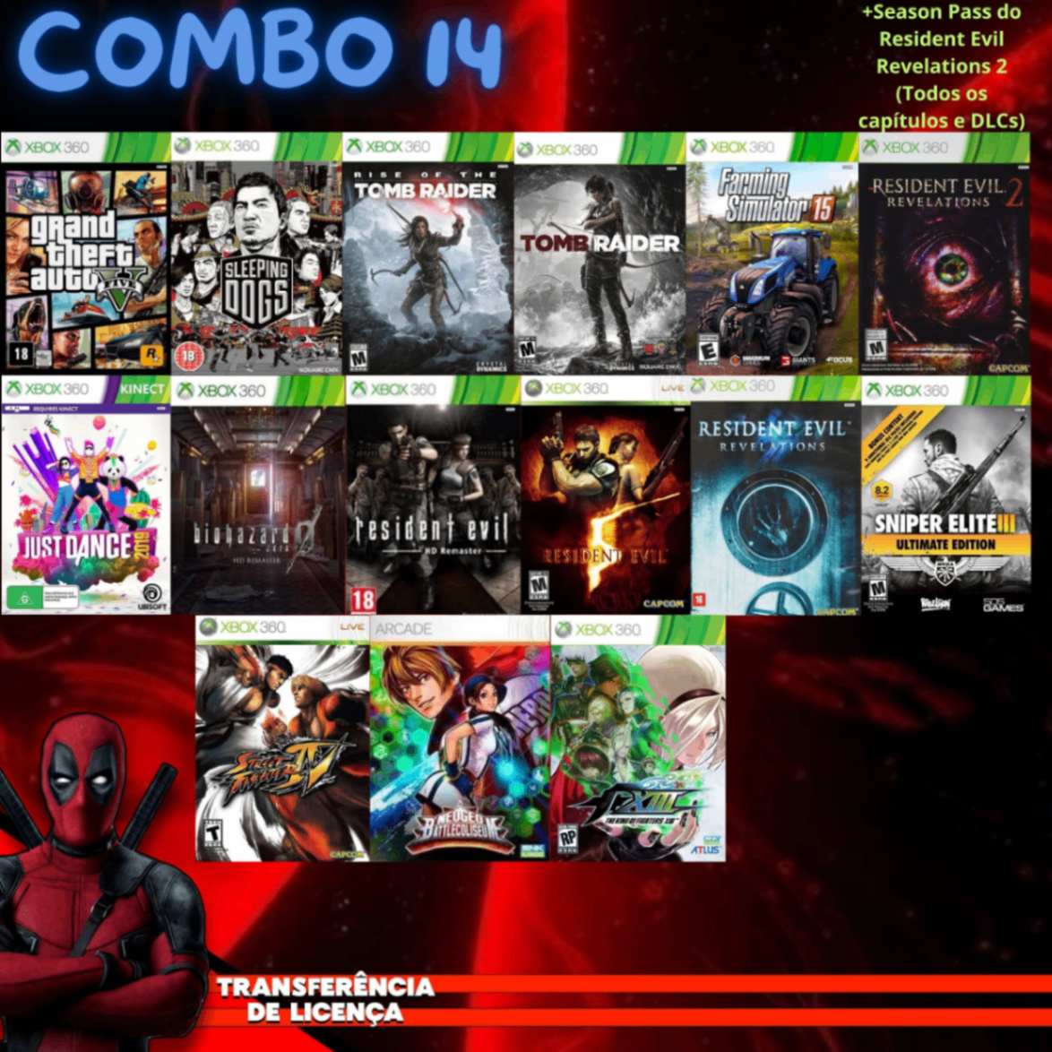 Combo 14 - Xbox 360 Licença